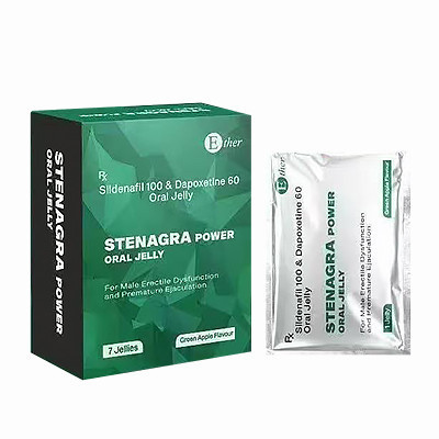 綠鑽果凍威而鋼 STENAGRA Oral Jelly 160mg｜經典雙效配方｜蘋果口味7包裝 - 男士款